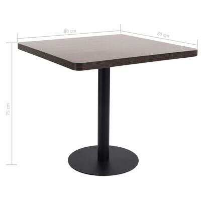 vidaXL Τραπέζι Bistro Σκούρο Καφέ 80 x 80 εκ. από MDF