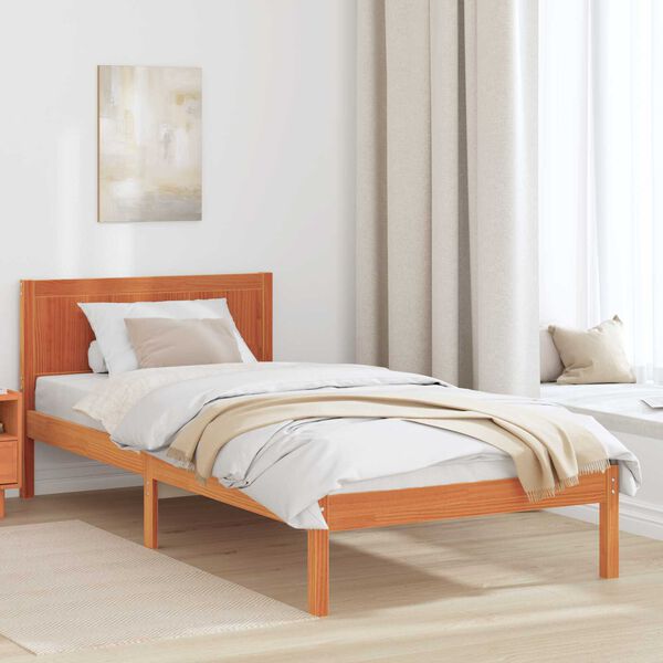 vidaXL Σκελετός Κρεβατιού Καφέ 100 x 200 cm Μασίφ ξύλο πεύκου