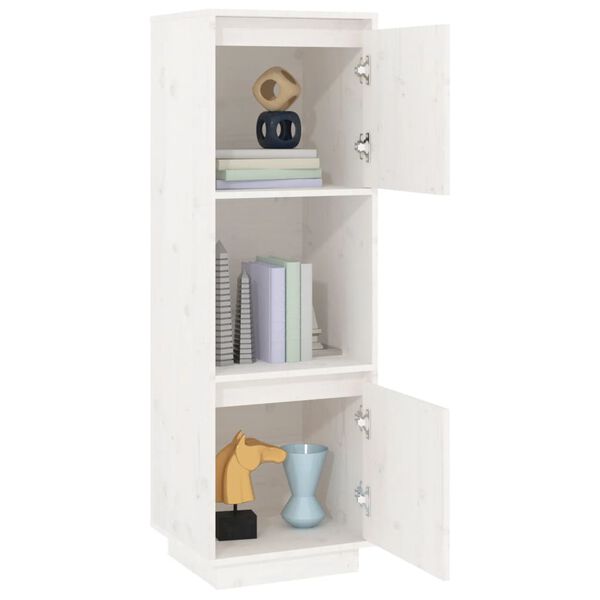 vidaXL Ντουλάπι Ψηλό Λευκό 38 x 35 x 117 εκ. από Μασίφ Ξύλο Πεύκου