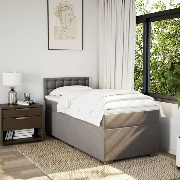 vidaXL &Kappa;&rho;&epsilon;&beta;ά&tau;&iota; Boxspring &mu;&epsilon; &Sigma;&tau;&rho;ώ&mu;&alpha; Taupe 90x190 &epsilon;&kappa;.&Upsilon;&phi;&alpha;&sigma;&mu;ά&tau;&iota;&nu;&omicron;