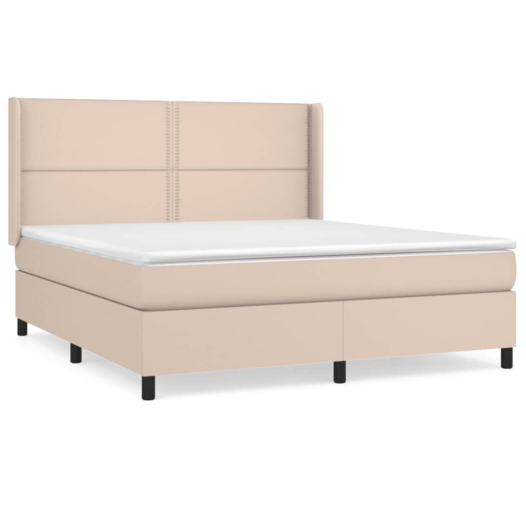 vidaXL Κρεβάτι Boxspring με Στρώμα Καπουτσίνο 180x200 εκ. Συνθ. Δέρμα