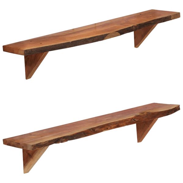 vidaXL Ράφια Τοίχου 2 τεμ. 90 x 20 x 18 εκ. από Μασίφ Ξύλο Ακακίας