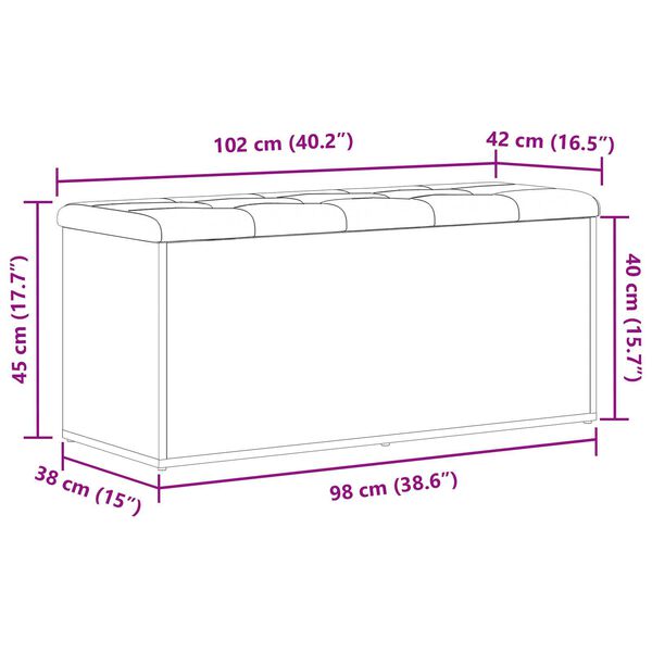 vidaXL Παγκάκι Αποθήκευσης Μαύρη Δρυς 100x40x45 εκ. Συνθετικό Ξύλο