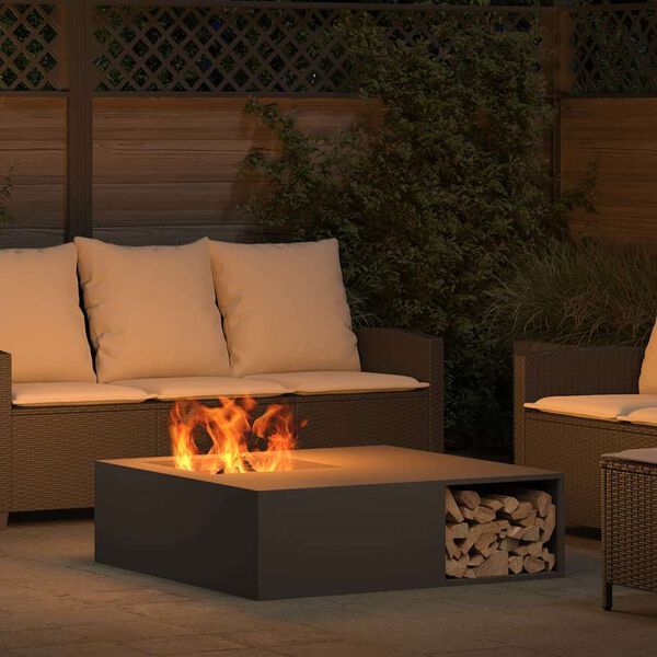 vidaXL Φωτιά Μαύρο 100 x 100 x 30 cm Κρύα έλαση από χάλυβα