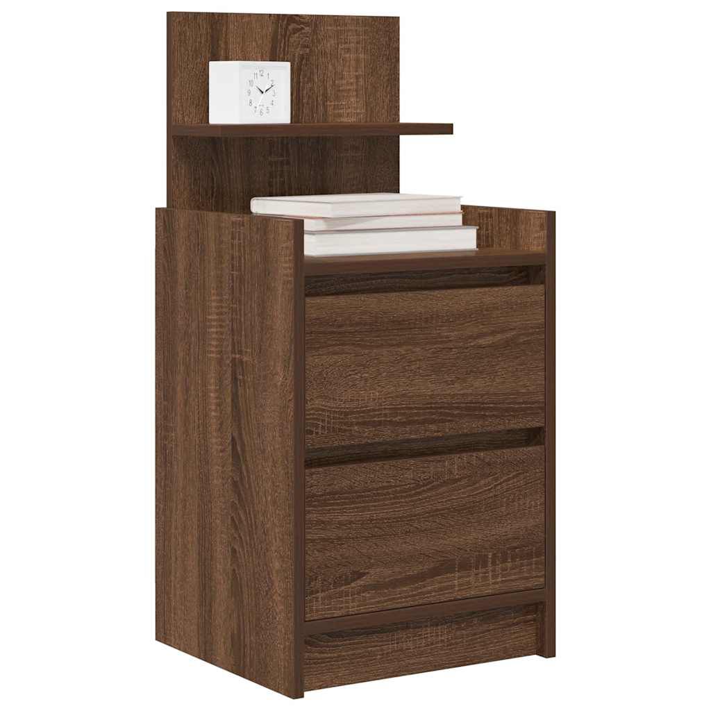 vidaXL Κομοδίνο με 2 συρτάρια Καφέ Δρυς 38x34x80 εκ.