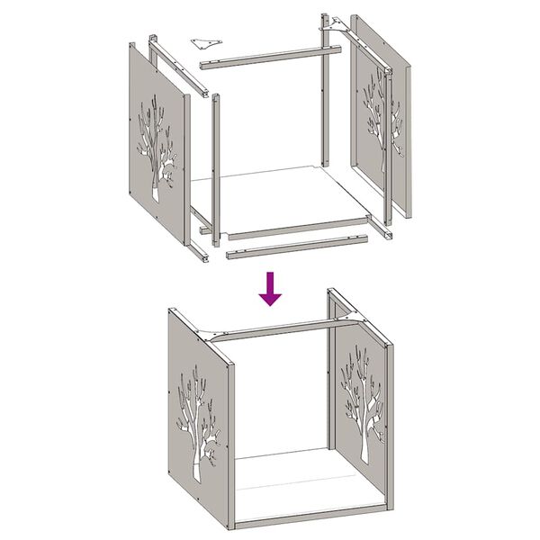 vidaXL Ραφιέρα Καυσόξυλων 40x40x40 εκ. από Ανοξείδωτο ατσάλι