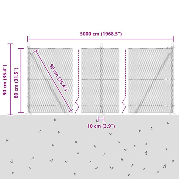 Φράχτης Hexagon vidaXL Πράσινος 0.8x50 μ Χάλυβας
