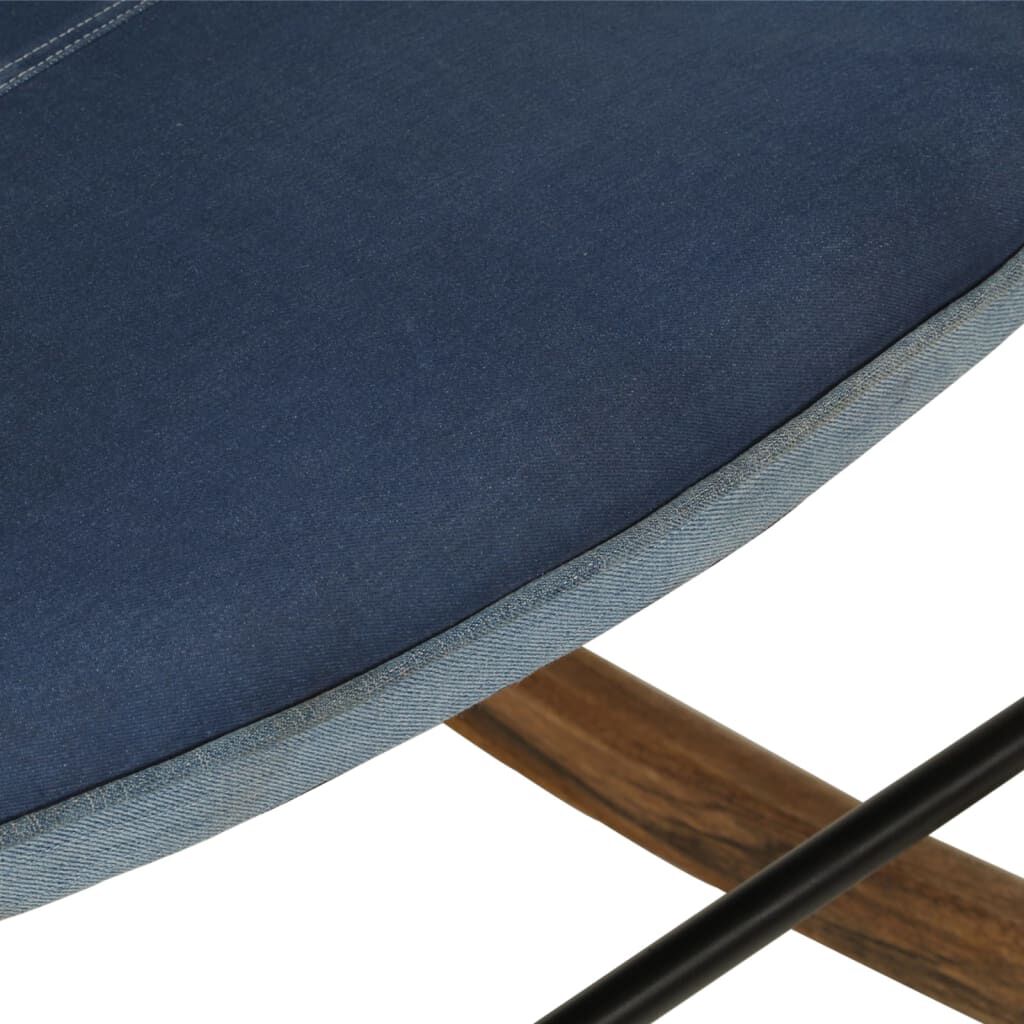 vidaXL Πολυθρόνα Κουνιστή Μπλε Denim Patchwork Καραβόπανο