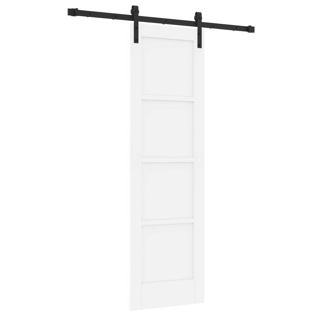 vidaXL Συρόμενη Πόρτα με Σετ Εξαρτημάτων Λευκή 61x198.5 cm Στερεό Ξύλο Πεύκου
