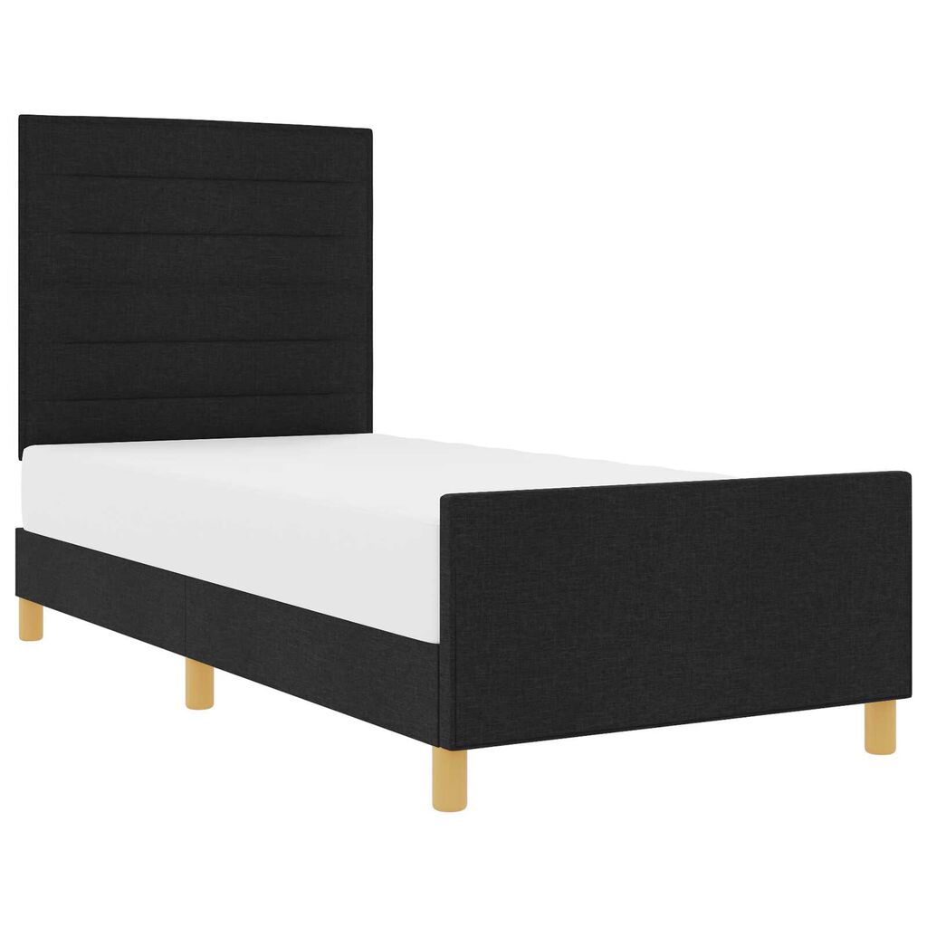 vidaXL Σκελετός Κρεβατιού με κεφαλάρι Μαύρο 100 x 200 cm ύφασμα