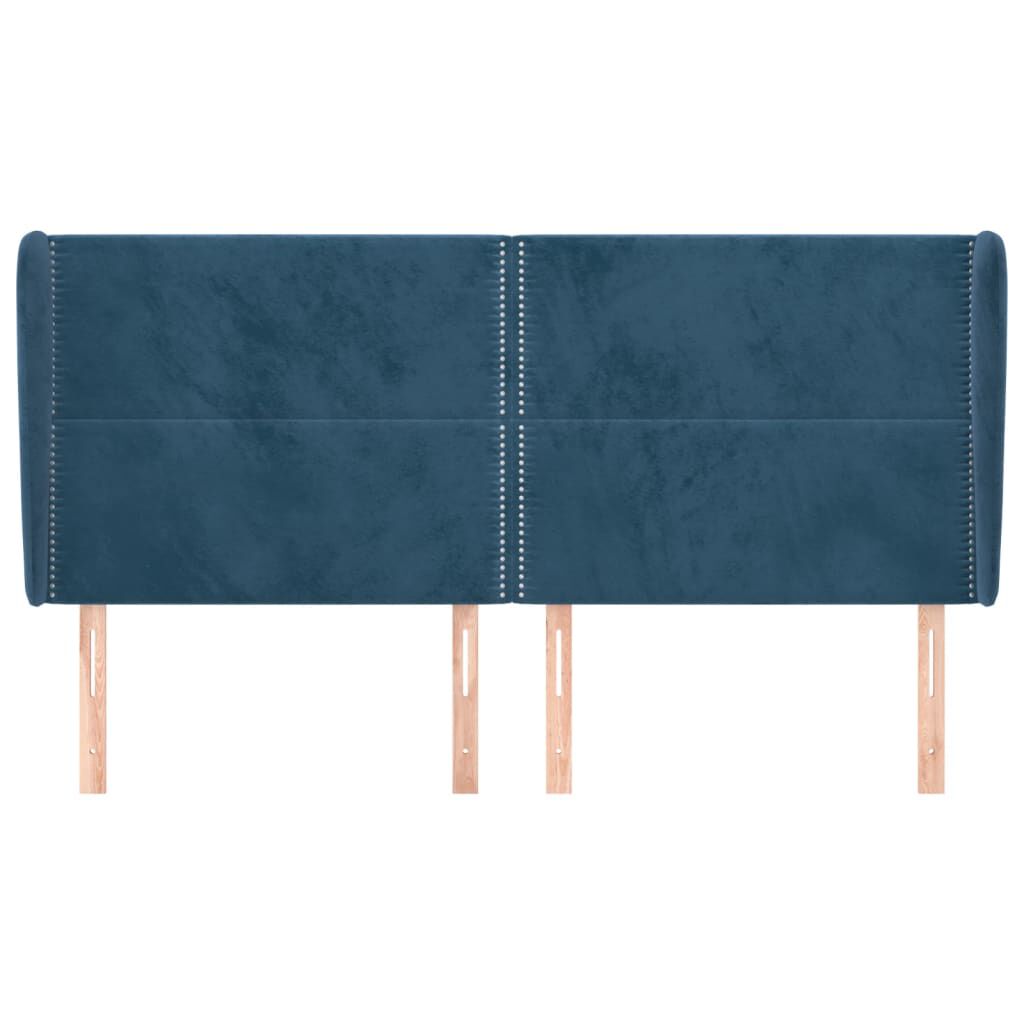 vidaXL Κεφαλάρι με Πτερύγια Σκούρο Μπλε 183x23x118/128 εκ. Βελούδινο