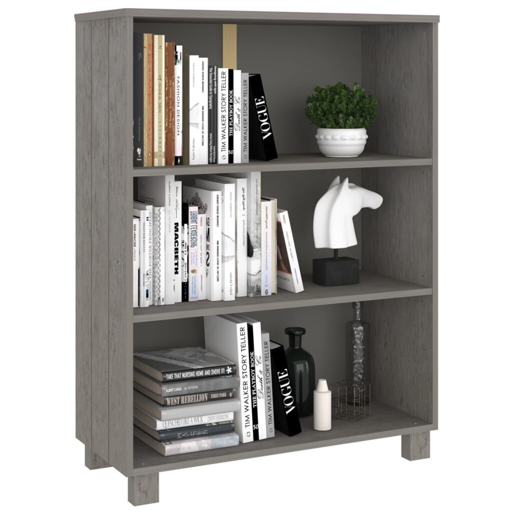 vidaXL Βιβλιοθήκη HAMAR Αν. Γκρι 85 x 35 x 112 εκ. Μασίφ Ξύλο Πεύκου
