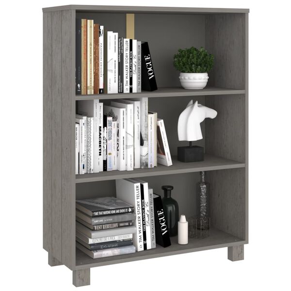 vidaXL Βιβλιοθήκη HAMAR Αν. Γκρι 85 x 35 x 112 εκ. Μασίφ Ξύλο Πεύκου