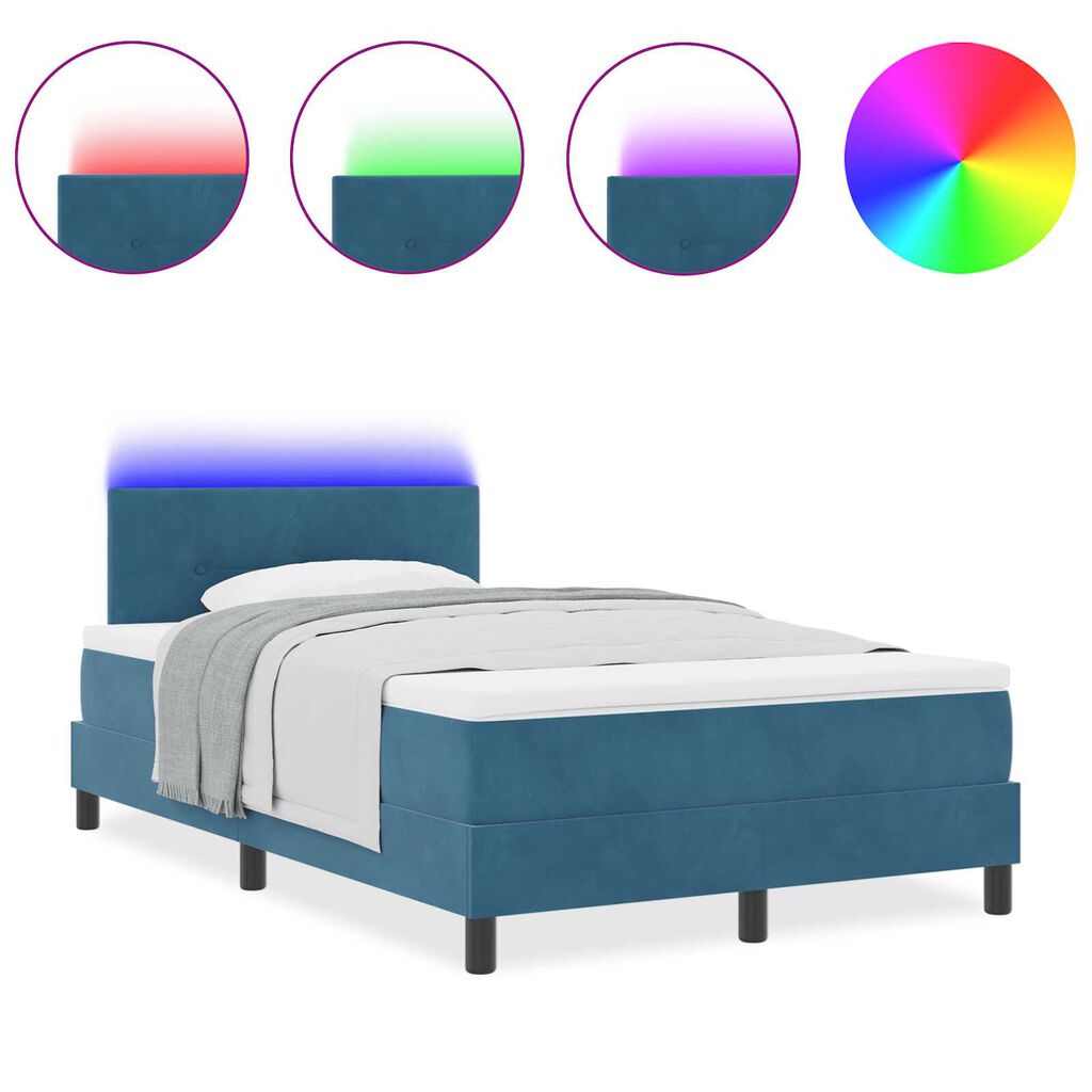 vidaXL Κρεβάτι με ελατήρια με στρώμα Μπλε 120 x 190 cm Βελούδο