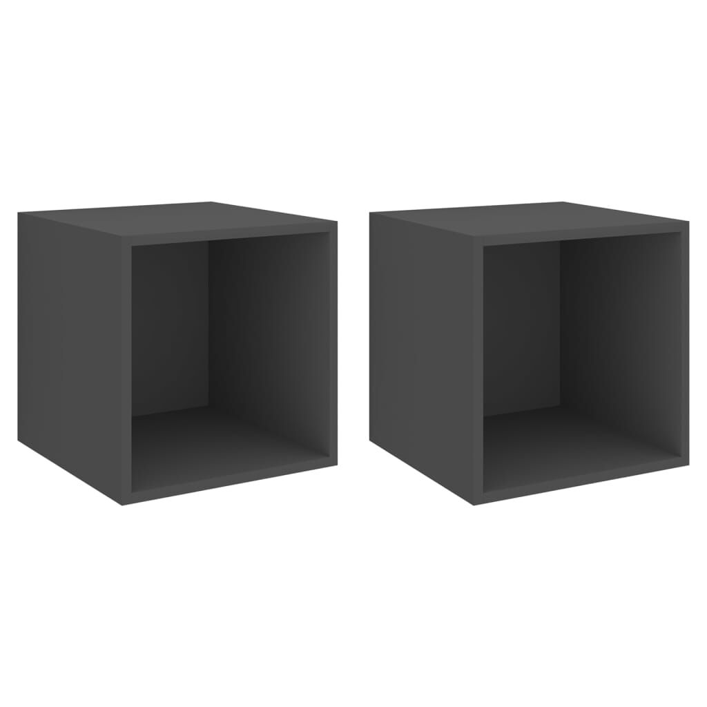 vidaXL Ντουλάπια Τοίχου 2 τεμ. Γκρι 37 x 37 x 37 εκ. από Επεξ. Ξύλο