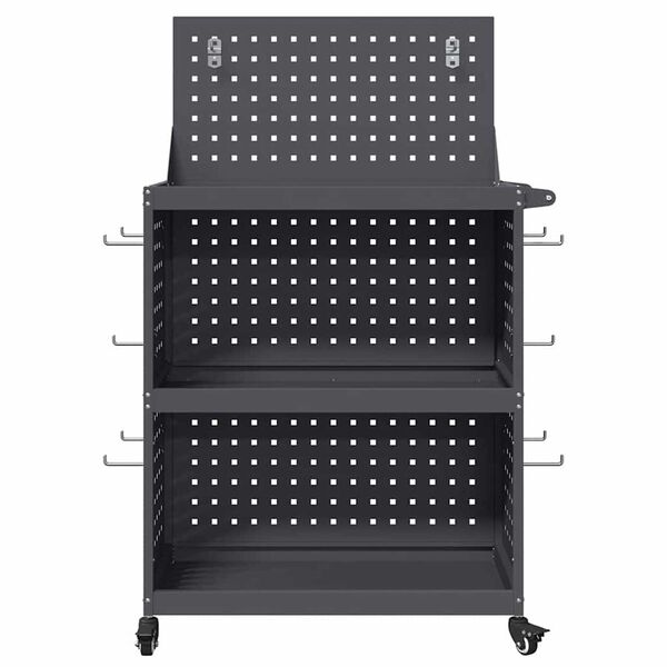 vidaXL Καρότσι εργαλείων με ράφι Ανθρακί 65 x 35 x 111 εκ Κρύα χάλυβας