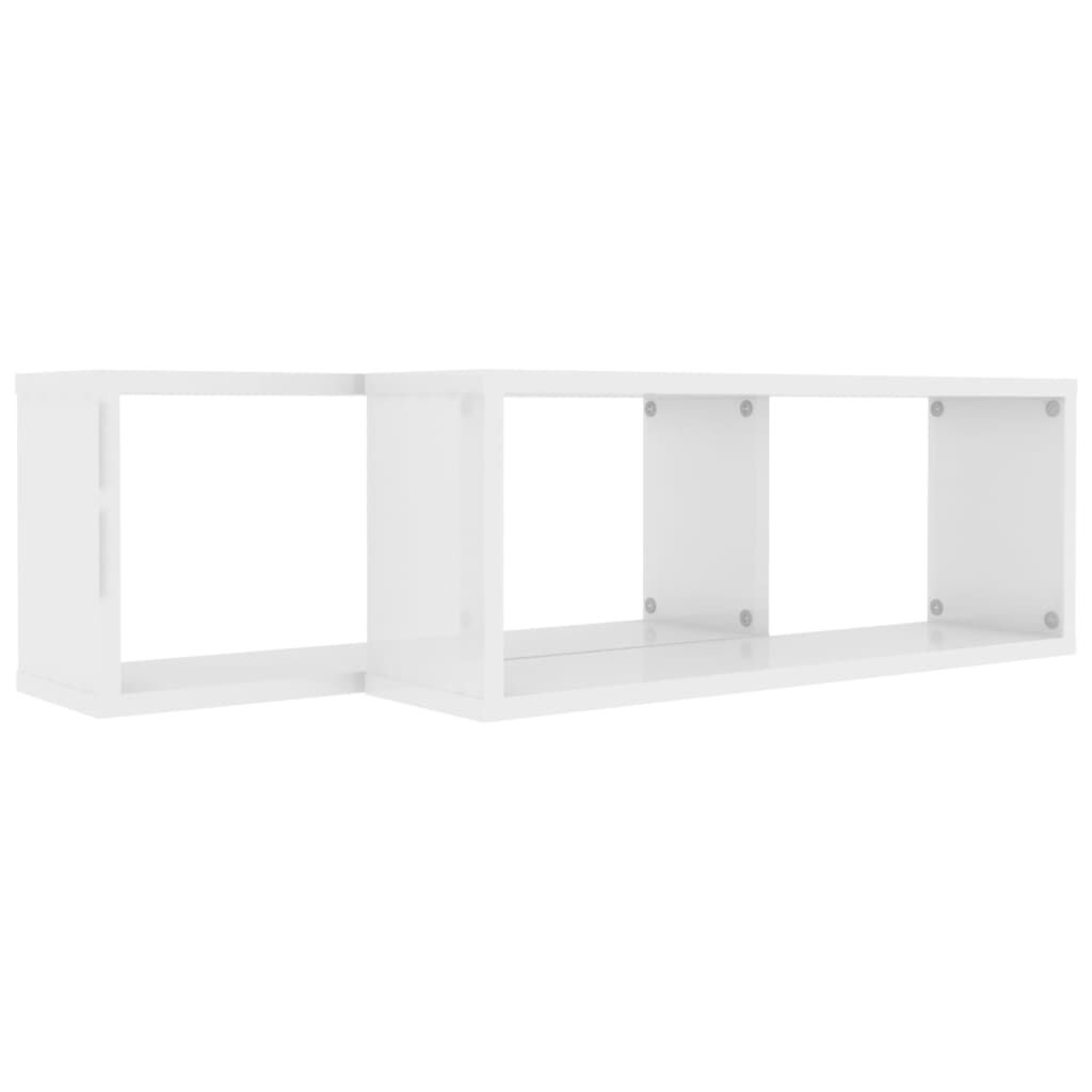 vidaXL Ράφια Κύβοι Τοίχου 2 τεμ. Γυαλ. Λευκό 60x15x30 εκ. Επεξ. Ξύλο