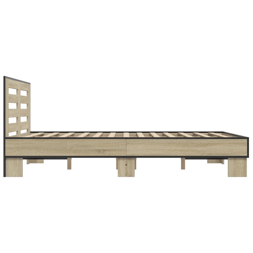 vidaXL Πλαίσιο Κρεβατιού Sonoma Δρυς 120x200 εκ. Επεξ. Ξύλο & Μέταλλο