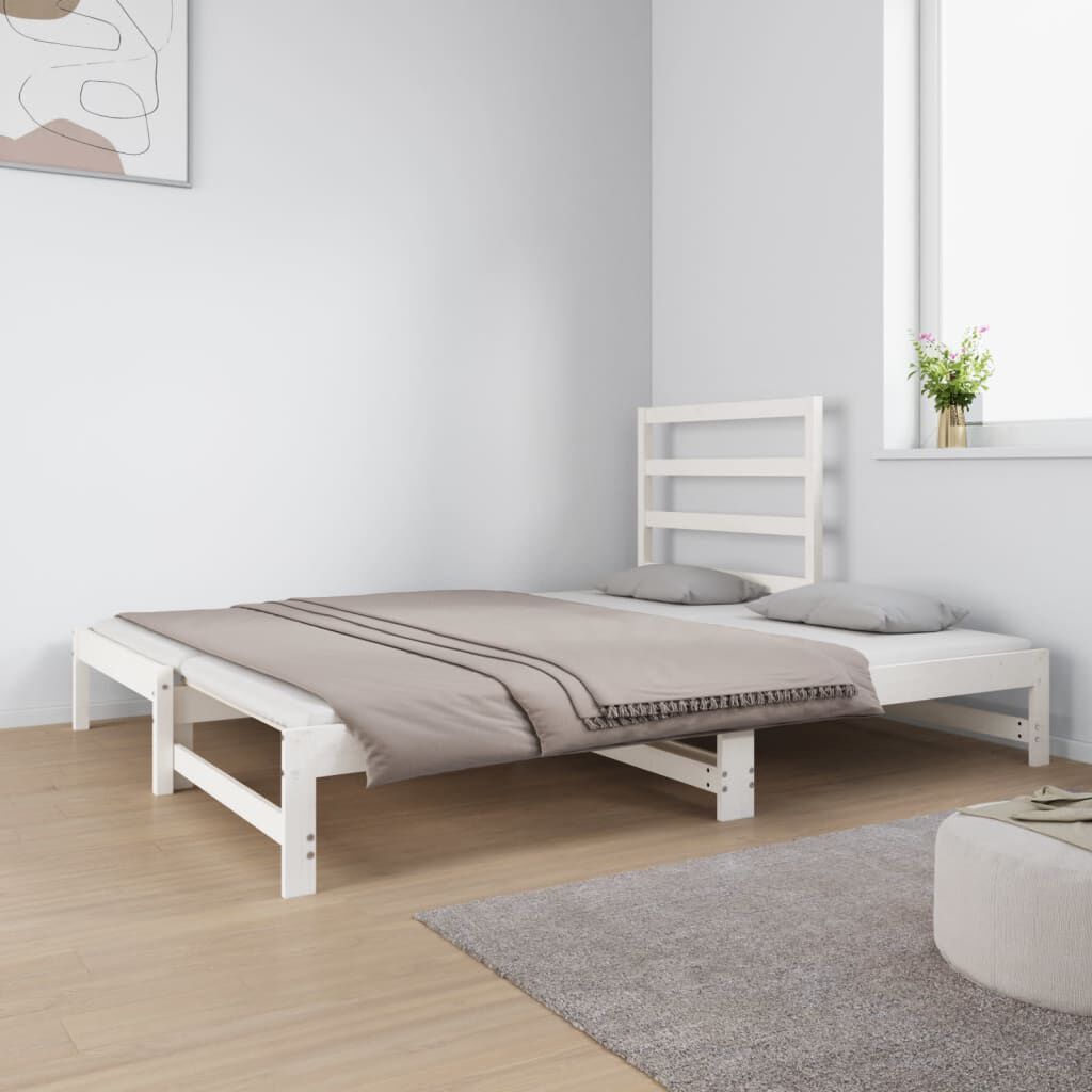 vidaXL Καναπές Κρεβάτι Συρόμενος Λευκός 2x(90x190) εκ. από Μασίφ Πεύκο