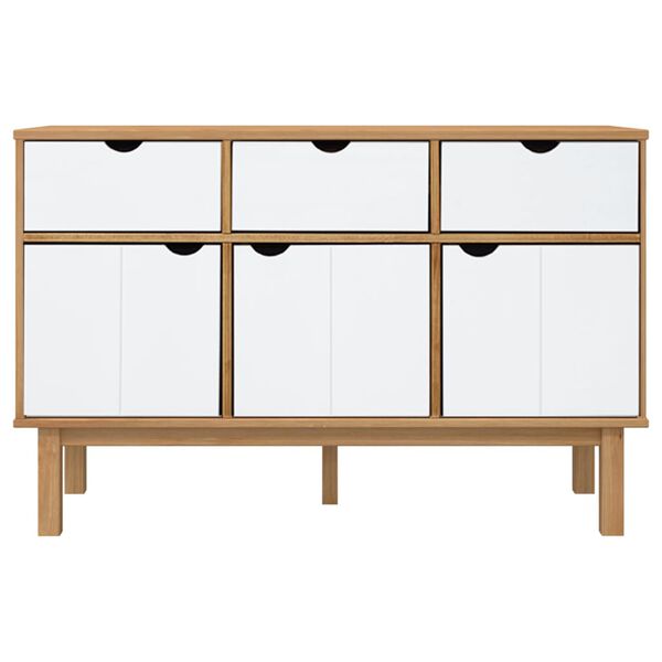 vidaXL Συρταριέρα OTTA Καφέ και Λευκό 114x43x73,5εκ. Μασίφ Ξύλο Πεύκου