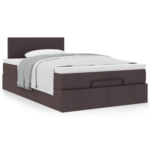 vidaXL Ottoman Κρεβάτι με Στρώμα Σκούρο Καφέ 120x200cm Ύφασμα