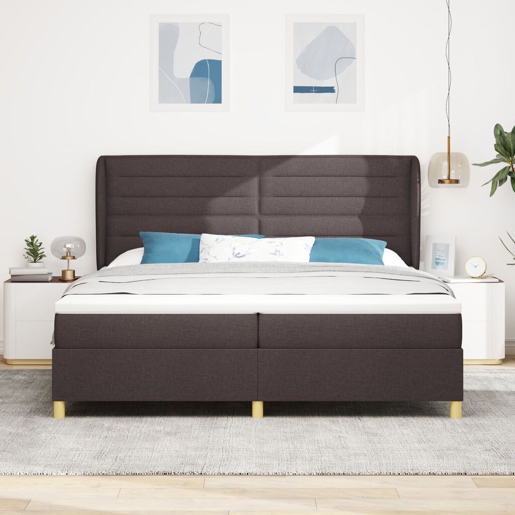 vidaXL Κρεβάτι Box Spring με Στρώμα Καφέ 200x200 εκ Υφάσμα