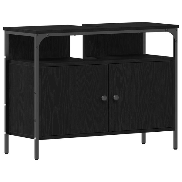 vidaXL Ντουλάπα Νιπτήρα Μαύρο Δρυς 80x30x60 εκ. Κατασκευασμένο ξύλο