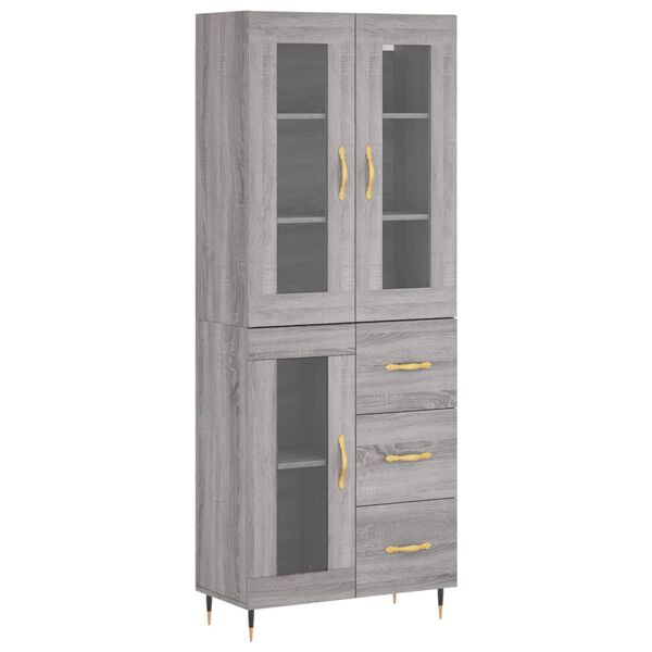 vidaXL Ντουλάπι Γκρι Sonoma 69,5 x 34 x 180 εκ. Επεξεργασμένο Ξύλο