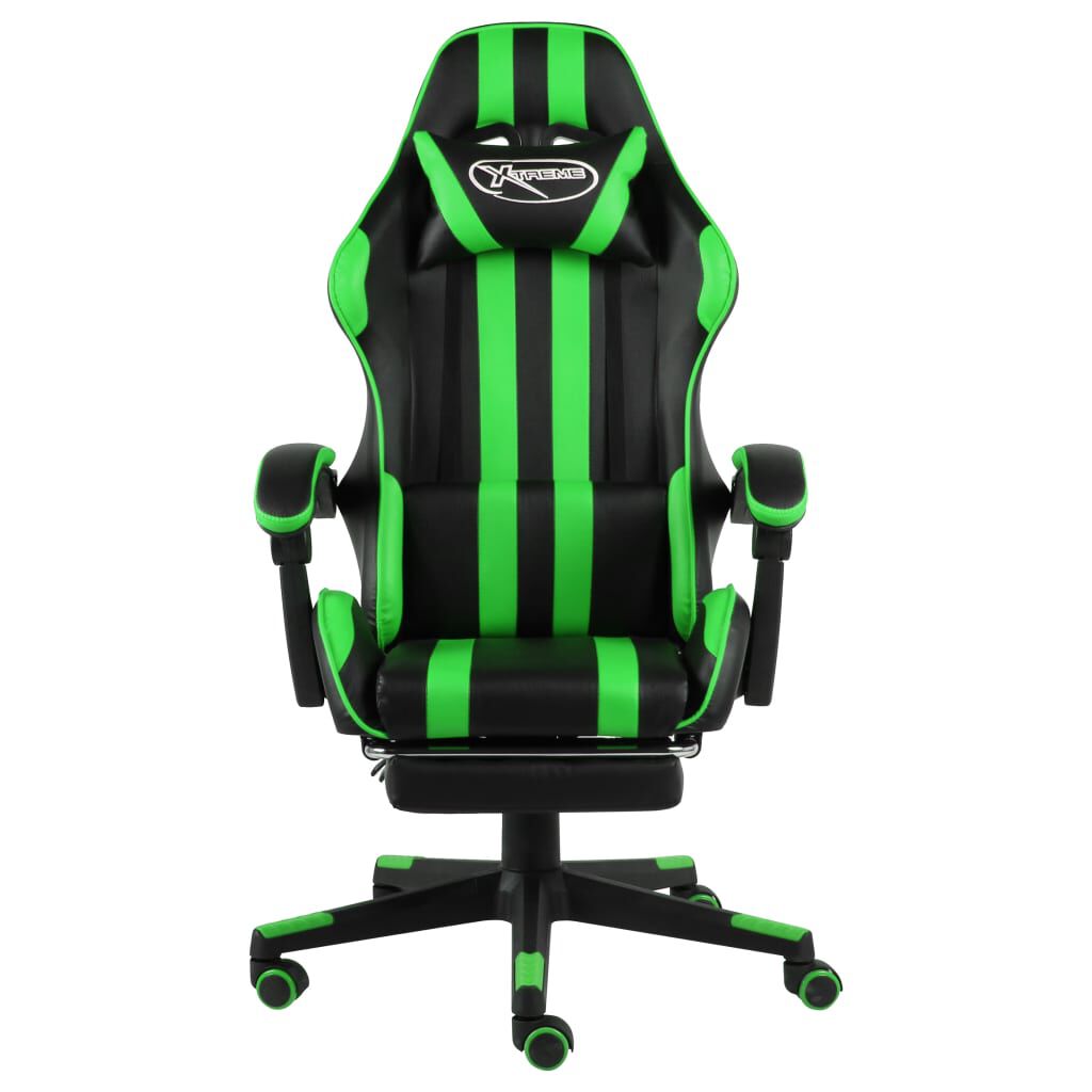 vidaXL Καρέκλα Racing με Υποπόδιο Μαύρο / Πράσινο από Συνθετικό Δέρμα