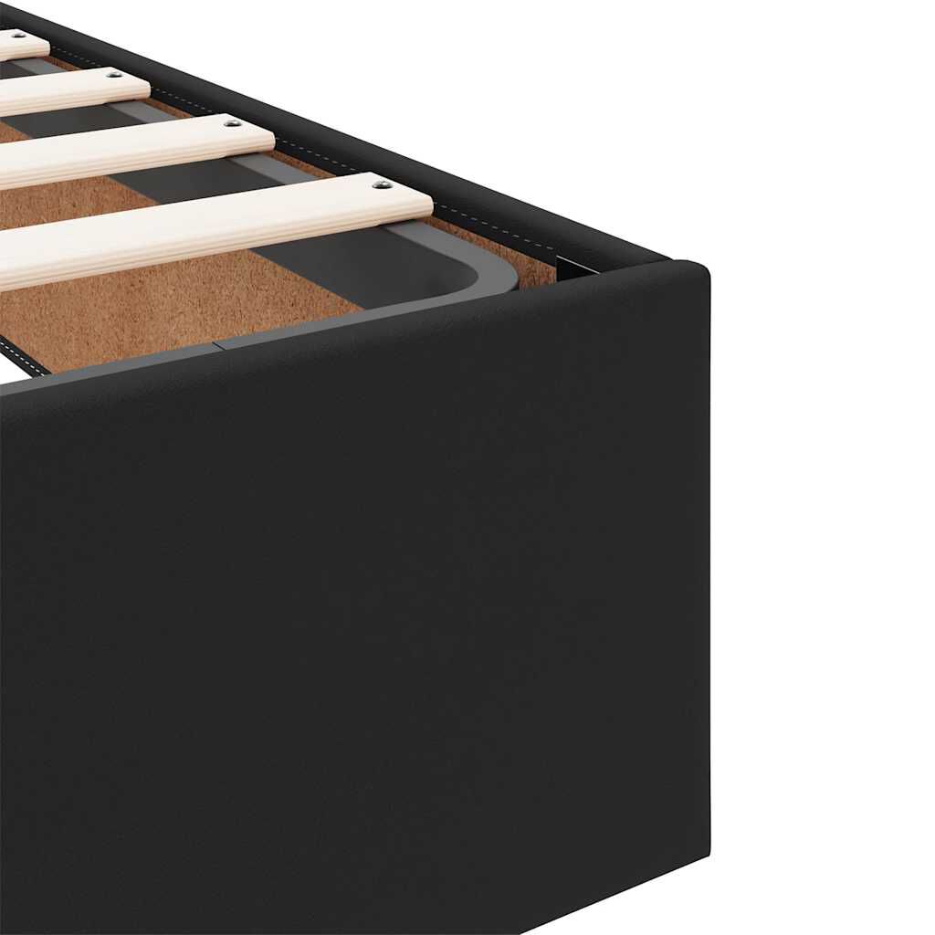 vidaXL Οθωμανικό κρεβάτι με στρώματα Μαύρο 200x200cm Faux Leather