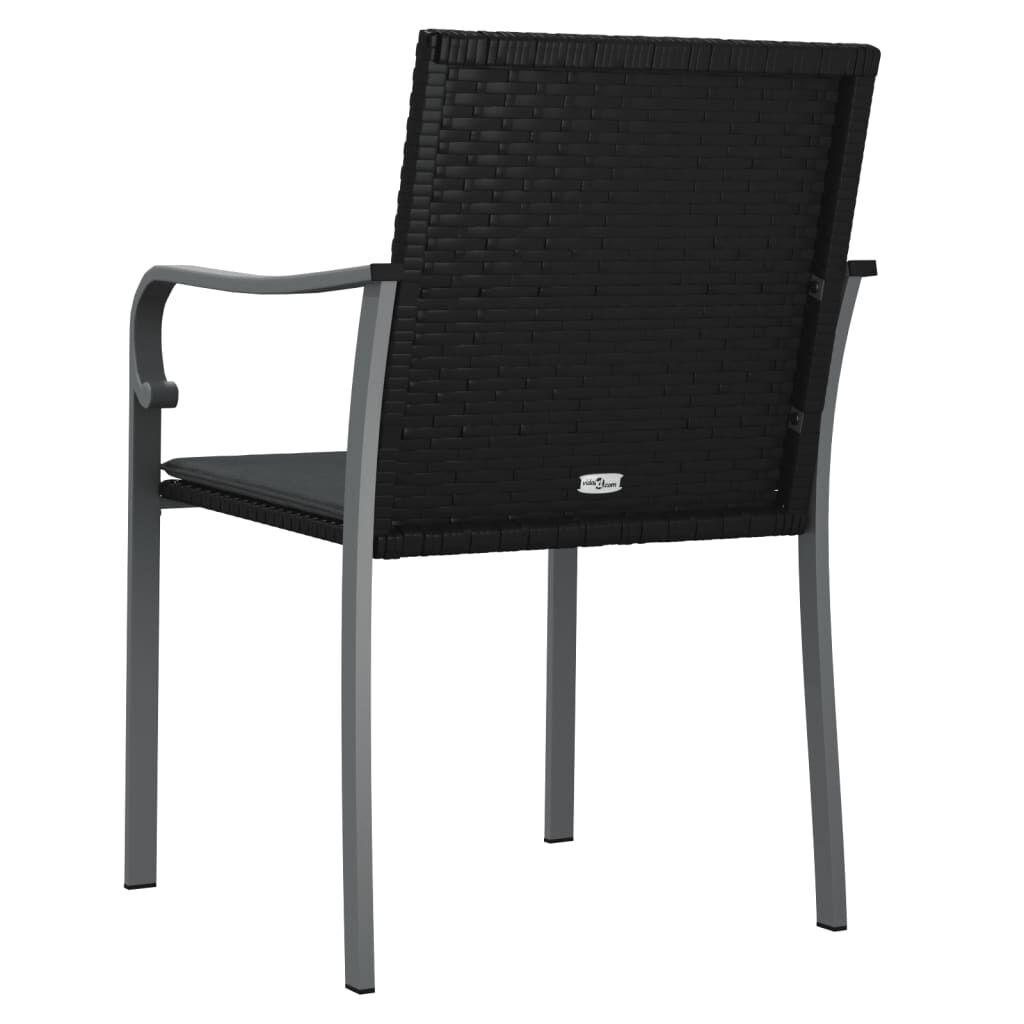 vidaXL Καρέκλες Κήπου 2 τεμ. Μαύρο 56x59x84 εκ Συνθ. Ρατάν & Μαξιλάρια