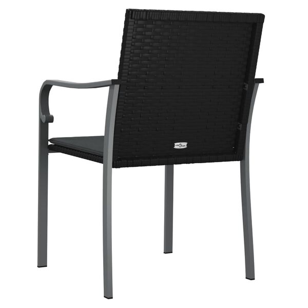 vidaXL Καρέκλες Κήπου 2 τεμ. Μαύρο 56x59x84 εκ Συνθ. Ρατάν & Μαξιλάρια