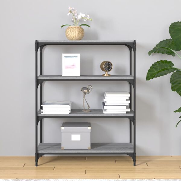 vidaXL Βιβλιοθήκη Γκρι Sonoma 80 x 33 x 100 εκ. Επεξ. Ξύλο & Ατσάλι