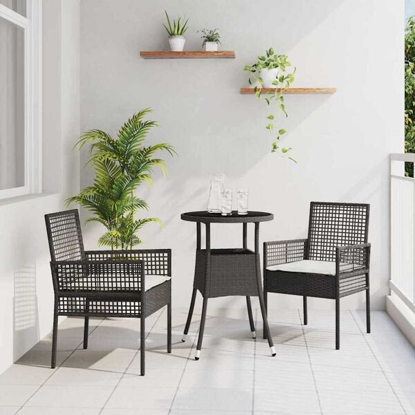 vidaXL Σέτ φαγητού για κήπο 3 pcs Καφέ Πολυ ράταν