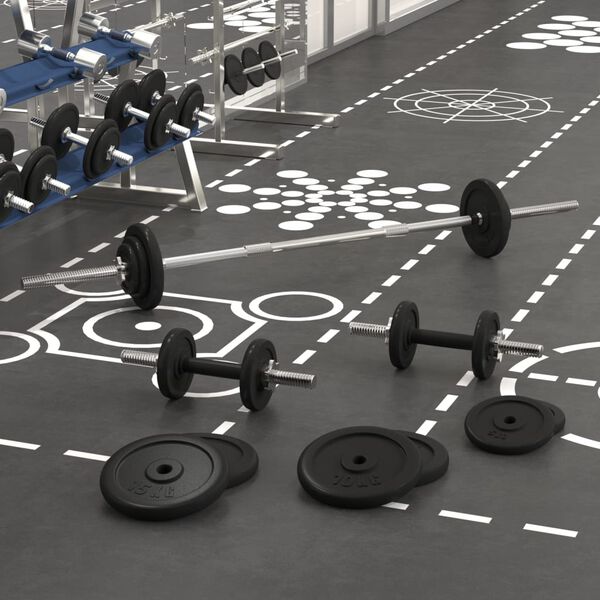 vidaXL Μπάρα και Αλτήρας με Δίσκους 90 κιλών από Χυτοσίδηρο