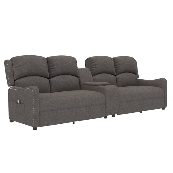 vidaXL Πολυθρόνα Μασάζ Τετραθέσια με Ποτηροθήκη Ανακλ. Αν. Γκρι Ύφασμα