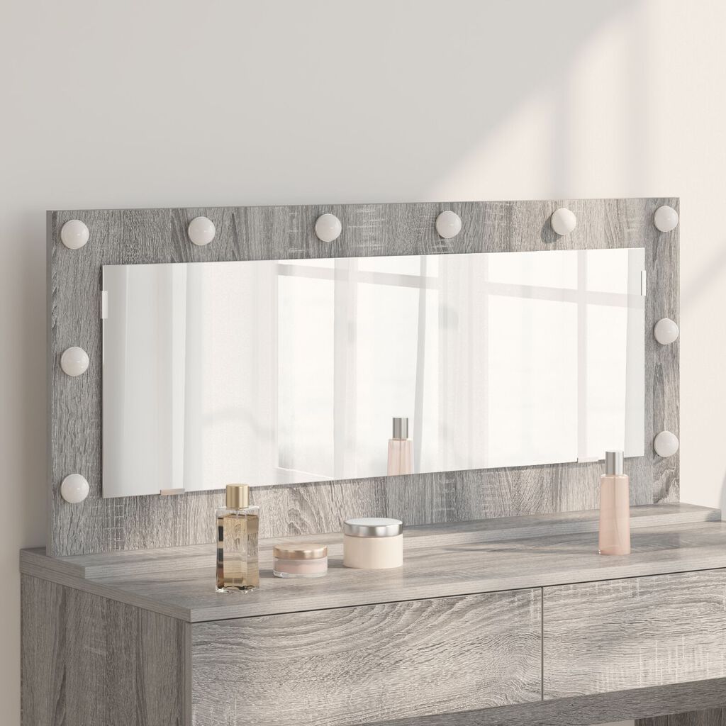 vidaXL Καθρέφτης Vanity με LED Φώτα Γκρι Σομπάνα 100x45x18 εκ