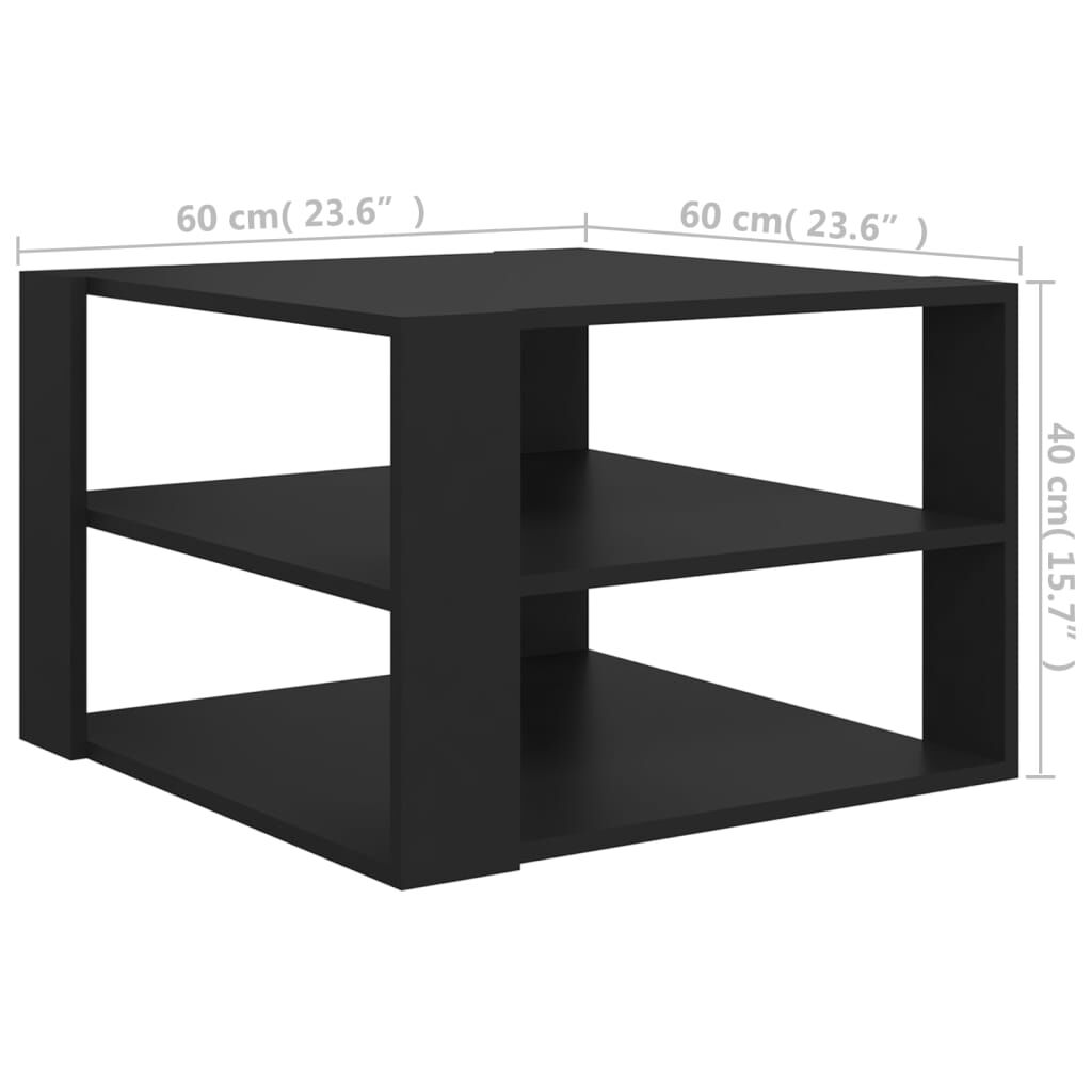 vidaXL Τραπεζάκι Σαλονιού Μαύρο 60 x 60 x 40 εκ. Μοριοσανίδα