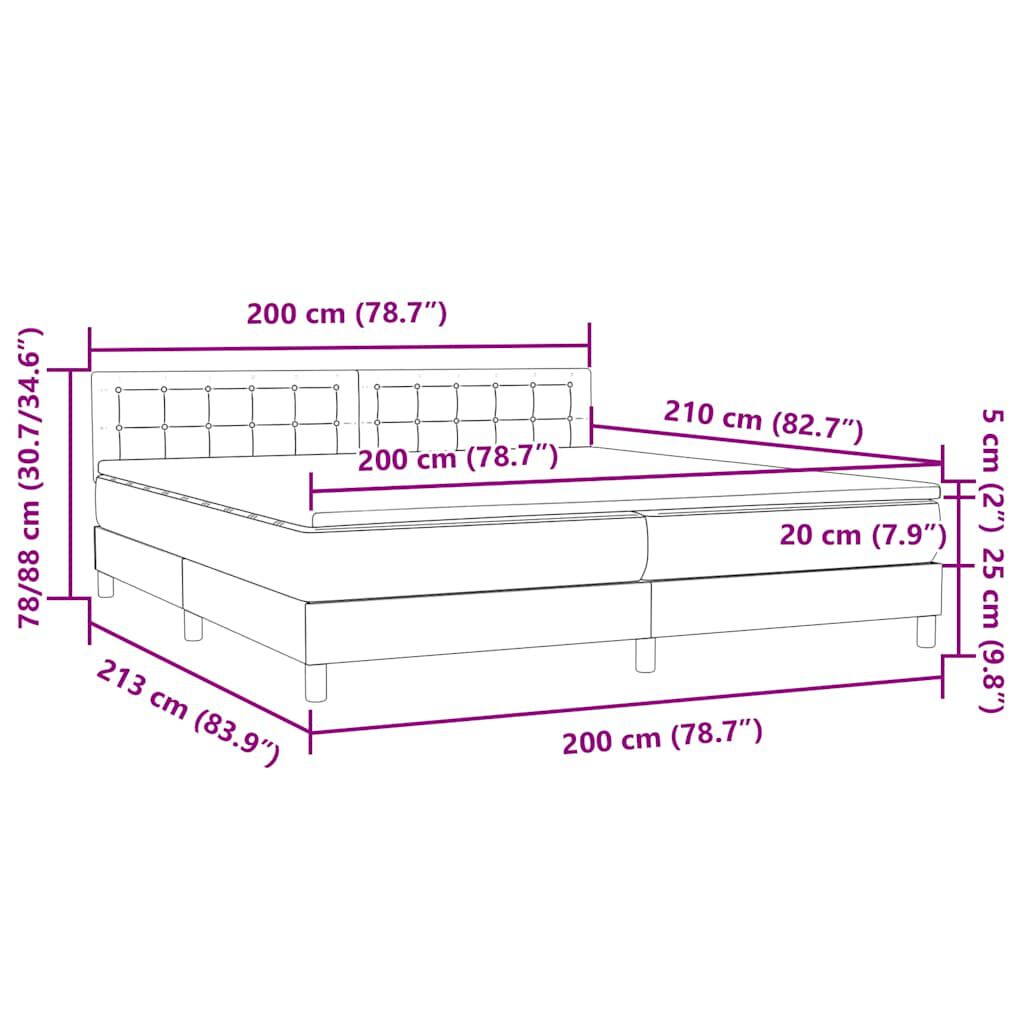 vidaXL Κρεβάτι Boxspring με Στρώμα Σκούρο Πράσινο 200x210εκ. Βελούδινο