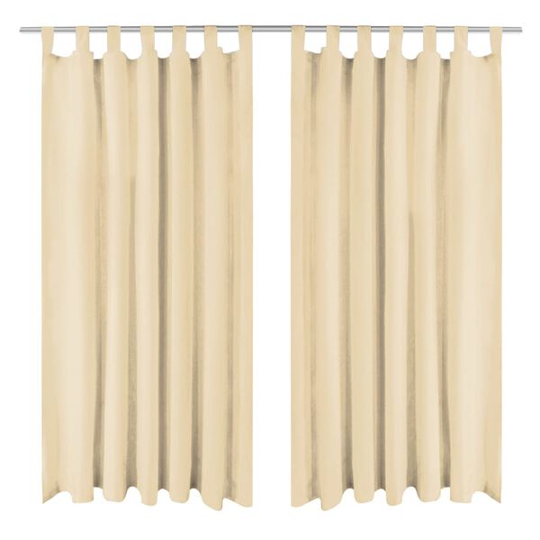 vidaXL Κουρτίνες με Θηλιές 2 τεμ. Μπεζ 140 x 225 εκ. από Microsatin