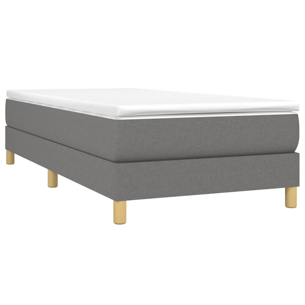 vidaXL Κρεβάτι Boxspring με Στρώμα Σκούρο Γκρι 90x190 εκ. Υφασμάτινο