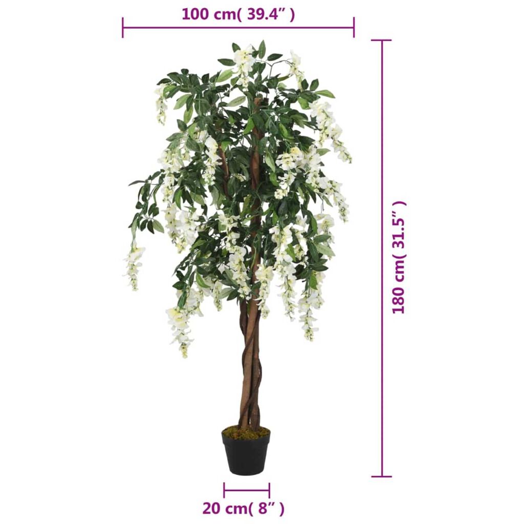 vidaXL Γλισίνια Τεχνητή 1260 Φύλλα Πράσινο / Λευκό 180 εκ.