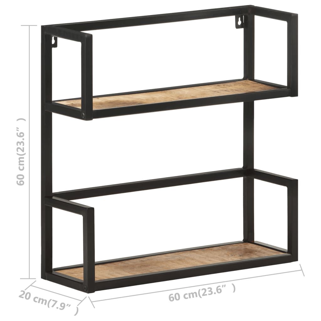 vidaXL Ραφιέρα Τοίχου 60x20x60 εκ. από Ακατέργαστο Ξύλο Μάνγκο