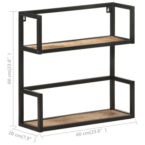 vidaXL Ραφιέρα Τοίχου 60x20x60 εκ. από Ακατέργαστο Ξύλο Μάνγκο