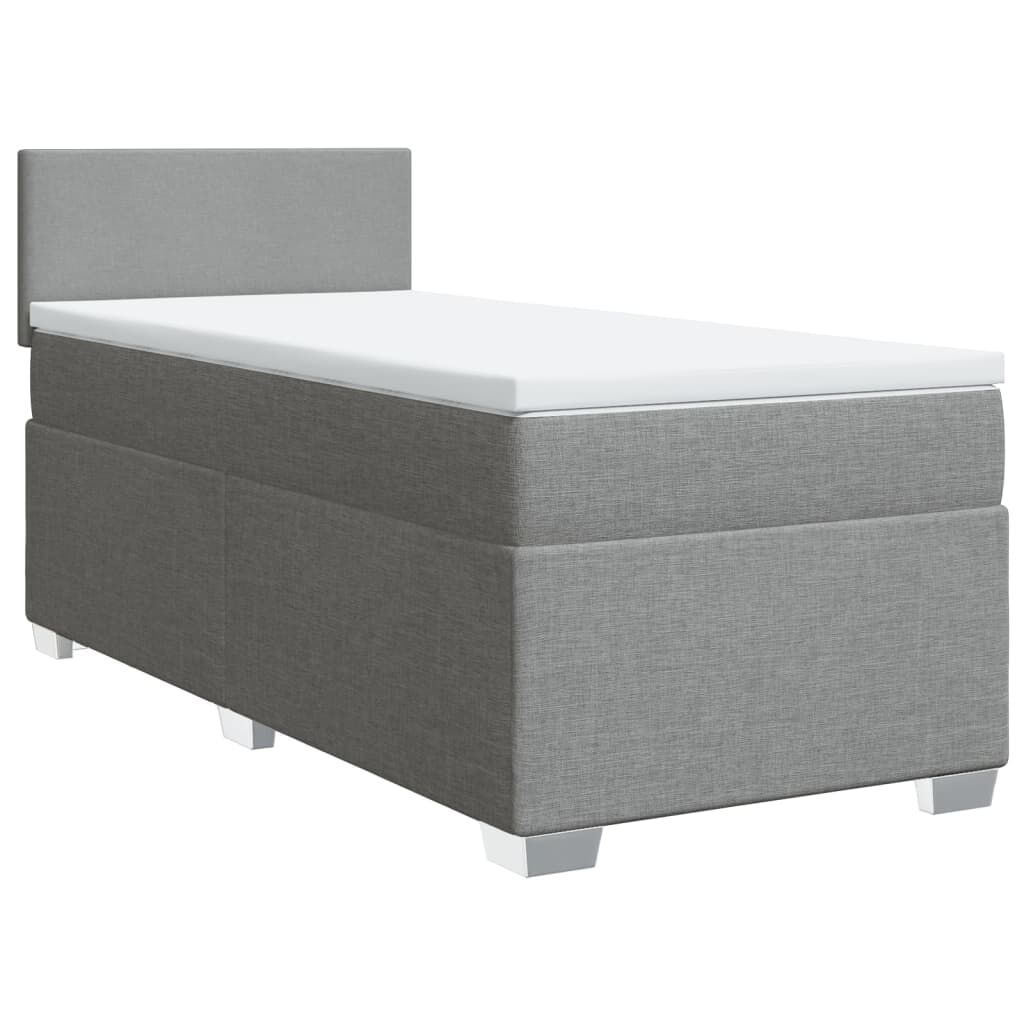 vidaXL Κρεβάτι Boxspring με Στρώμα Ανοιχτό Γκρι 90x190 εκ. Υφασμάτινο