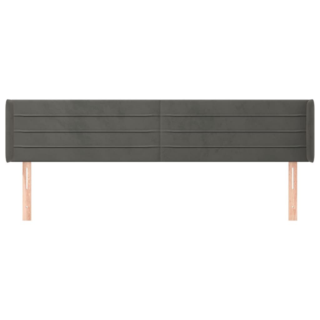 vidaXL Κεφαλάρι με Πτερύγια Σκούρο Γκρι 183x16x78/88 εκ. Βελούδινο