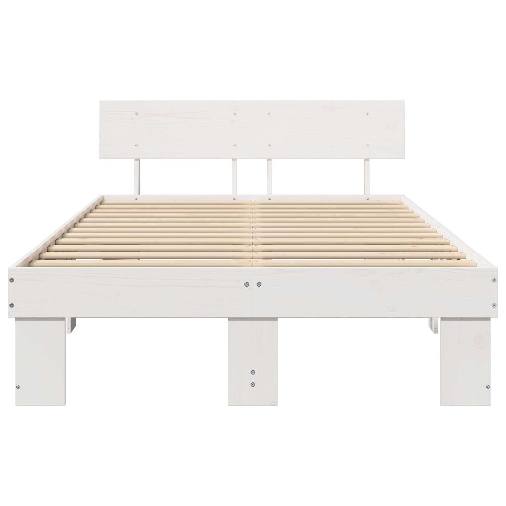 vidaXL Σκελετός Κρεβατιού Λευκό 120 x 200 cm Συμπαγές ξύλο πεύκου