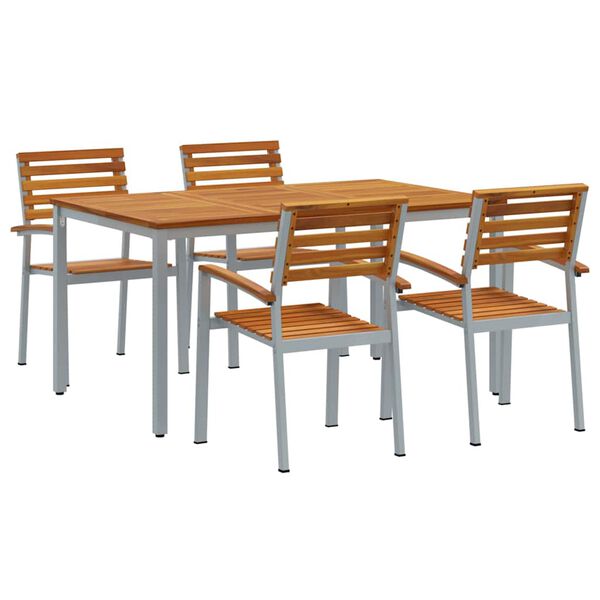 vidaXL Σέτ φαγητού για κήπο 5 pcs Γκρι και καφέ 150 x 90 x 75 cm