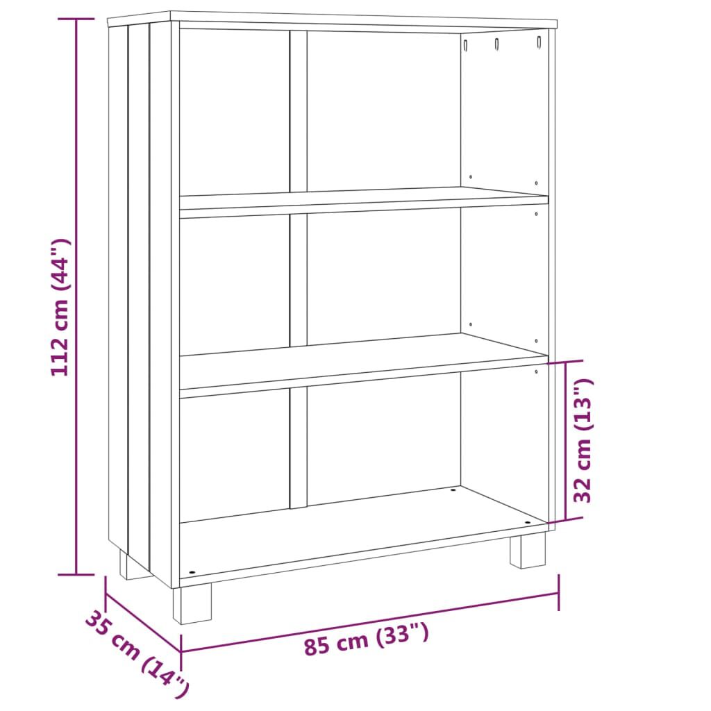 vidaXL Βιβλιοθήκη HAMAR Σκ. Γκρι 85 x 35 x 112 εκ. Μασίφ Ξύλο Πεύκου