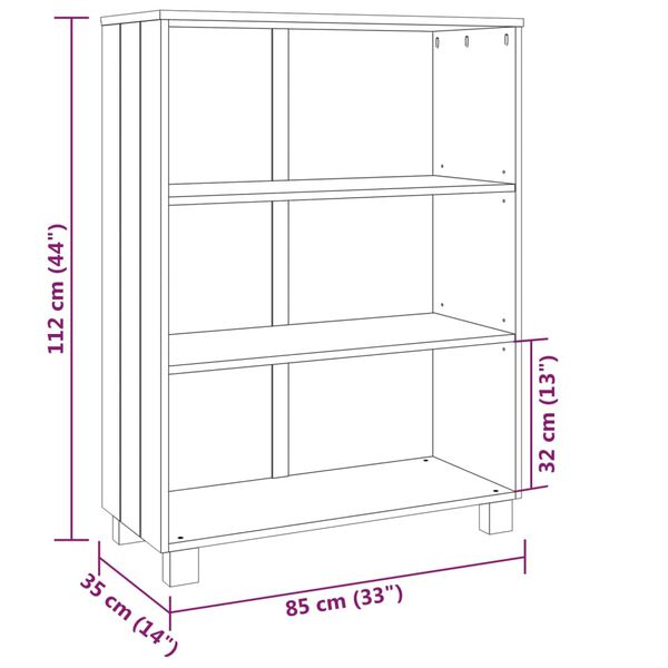 vidaXL Βιβλιοθήκη HAMAR Σκ. Γκρι 85 x 35 x 112 εκ. Μασίφ Ξύλο Πεύκου